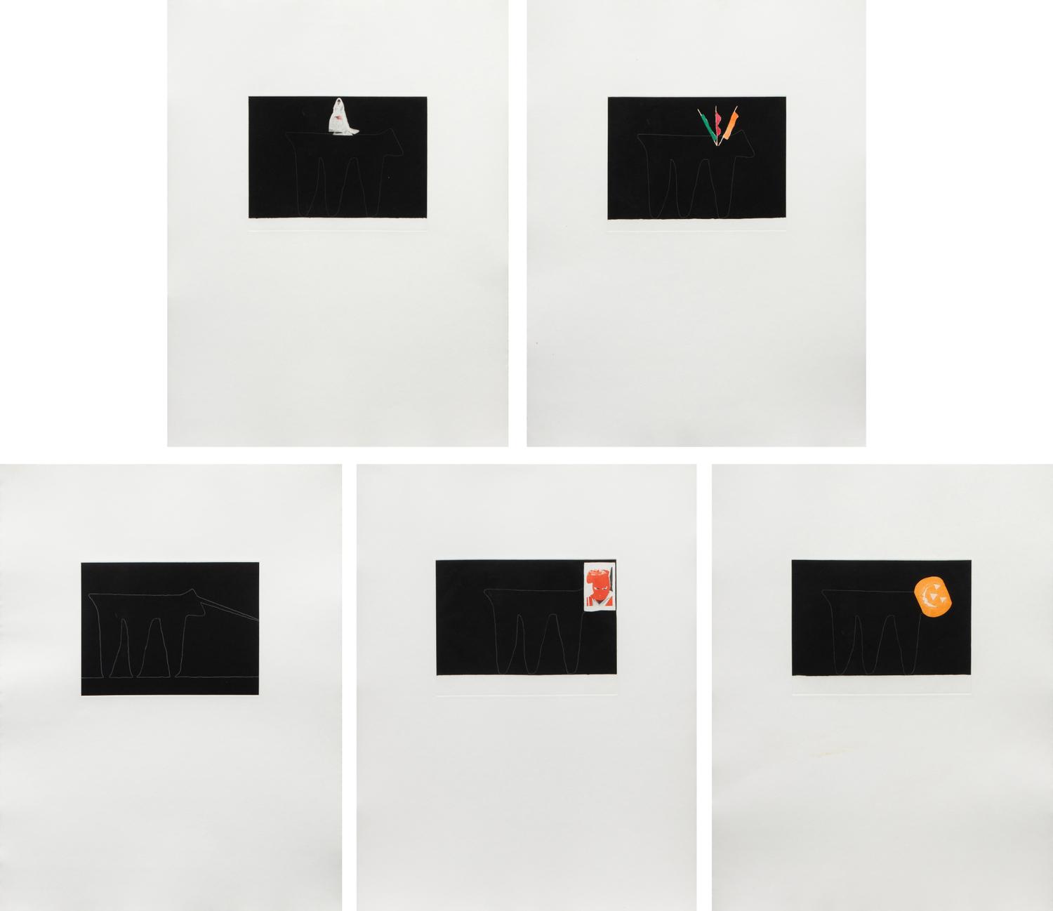 A group of five prints
