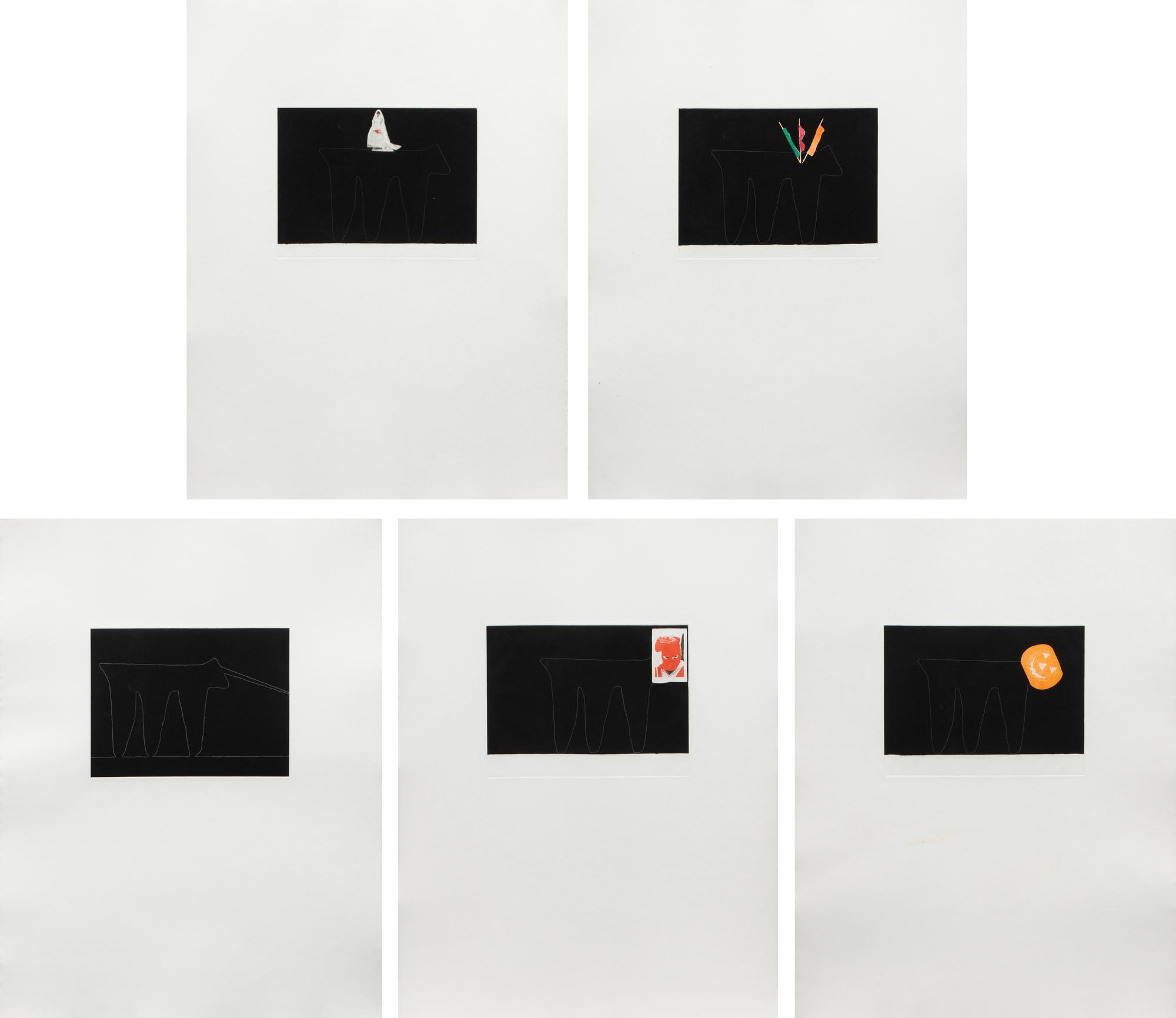 A group of five prints