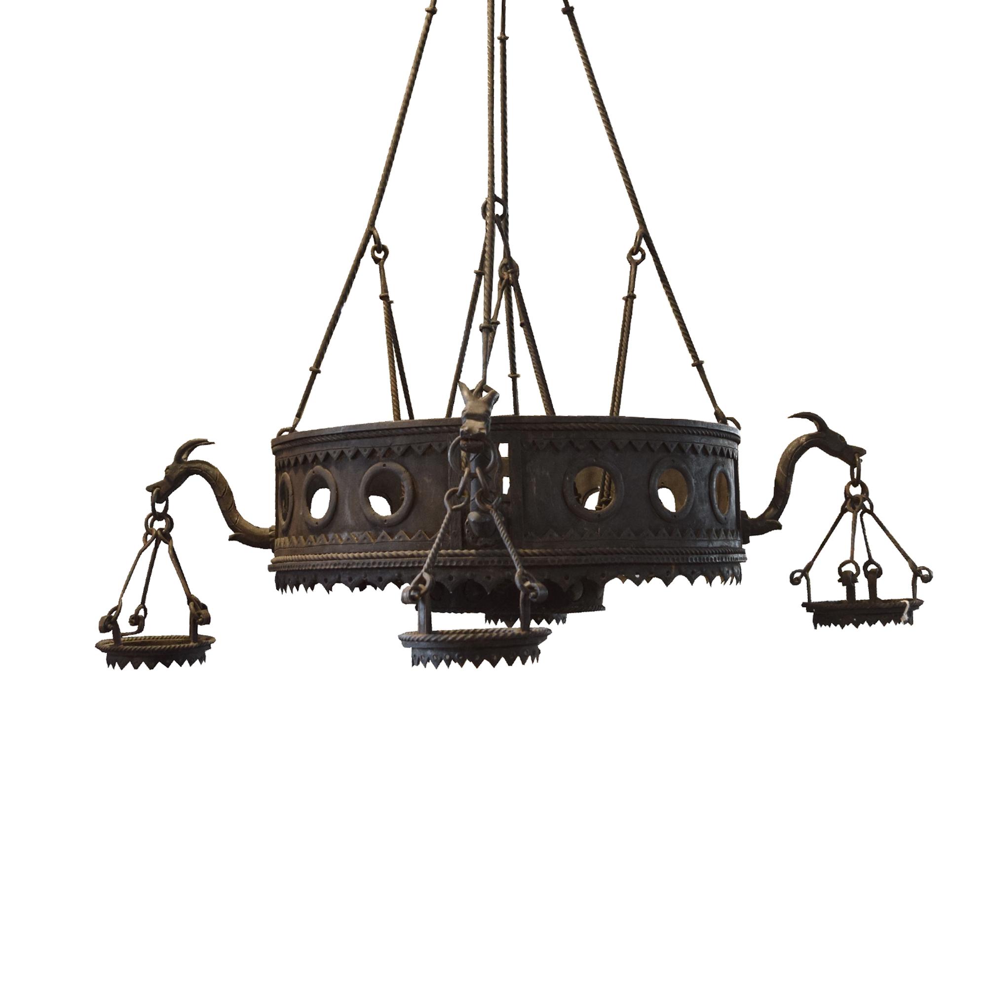 A Wrought Iron Light Fixture 47" W x 47" D x 77" H — Italy, 19th Century