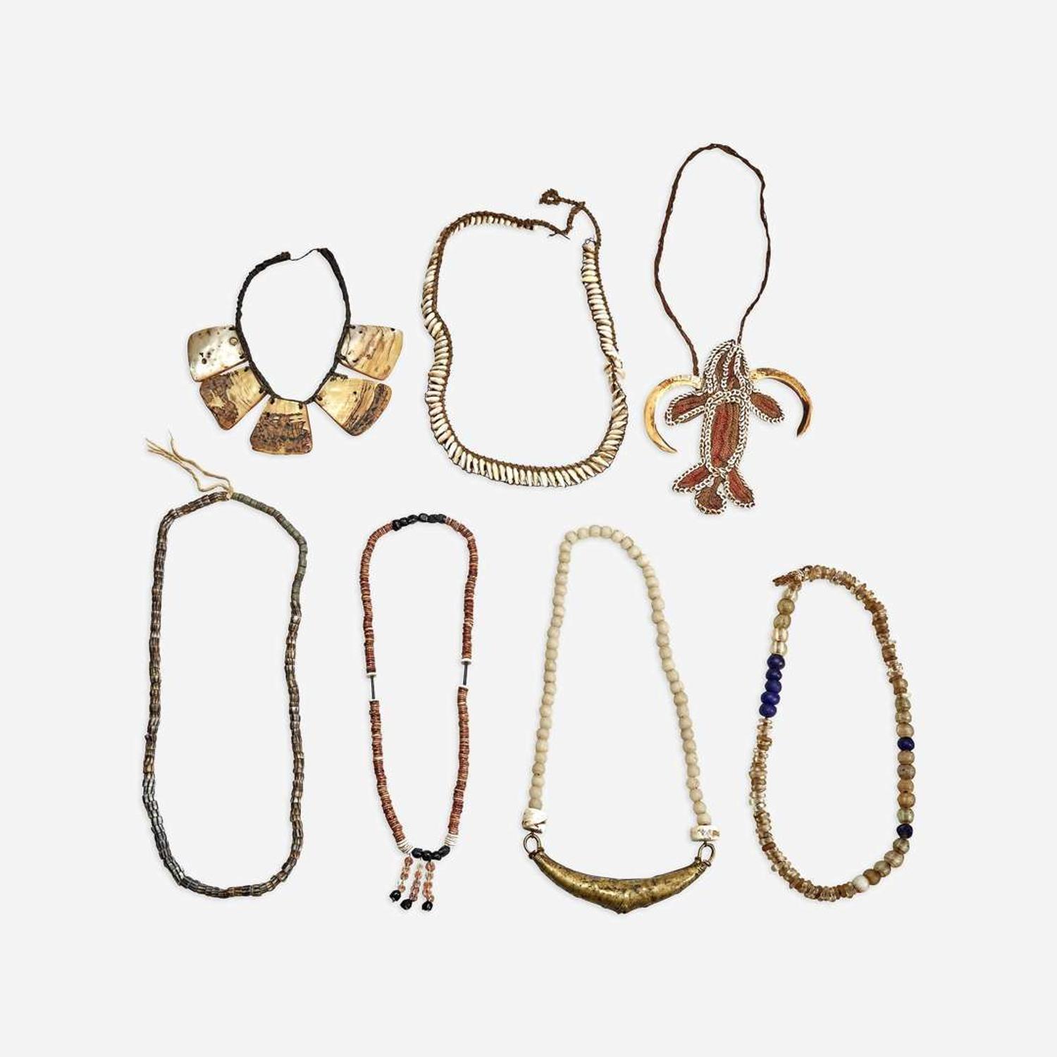 African and Oceanic Jewelry Owned by Louise Nevelson Group of Seven Necklaces, 20th century