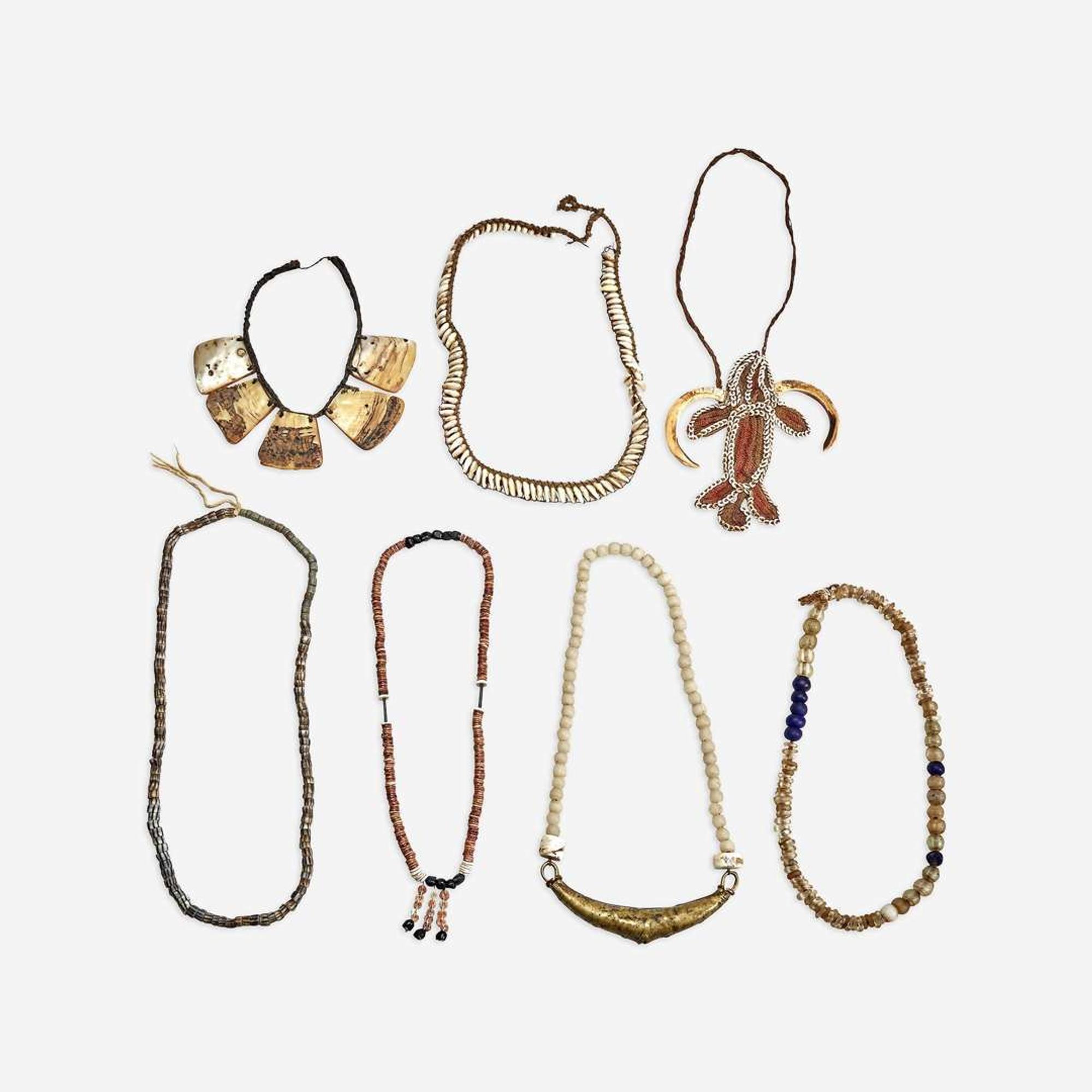 African and Oceanic Jewelry Owned by Louise Nevelson Group of Seven Necklaces, 20th century
