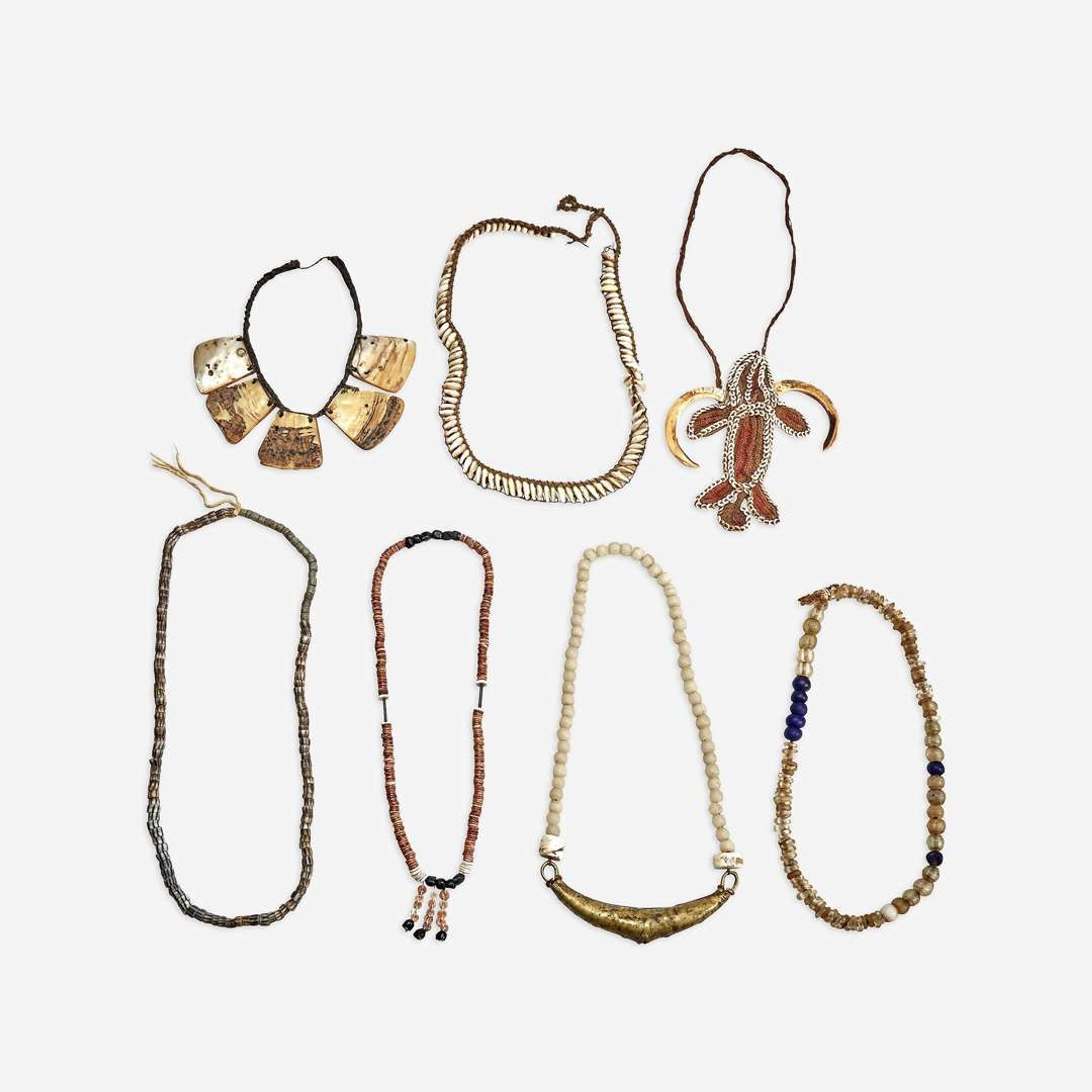 African and Oceanic Jewelry Owned by Louise Nevelson Group of Seven Necklaces, 20th century