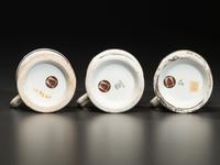 Three Porcelain Shaving Mugs Depicting Automobiles