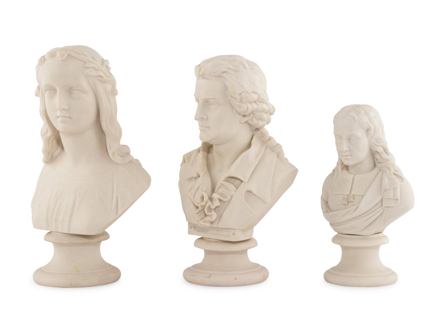 A Group of Three Parianware Busts