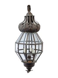A Continental Tole and Glass Lantern in the Orientalist Taste — Early 20th Century