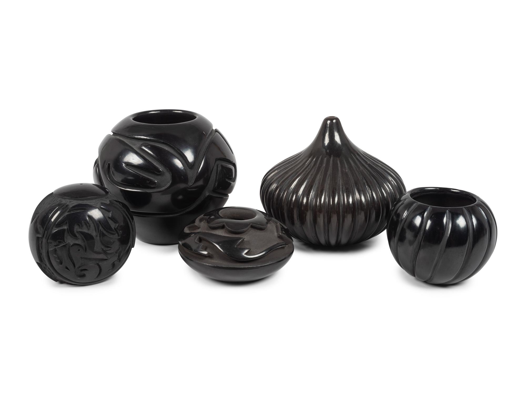 Group of Santa Clara Blackware Pottery