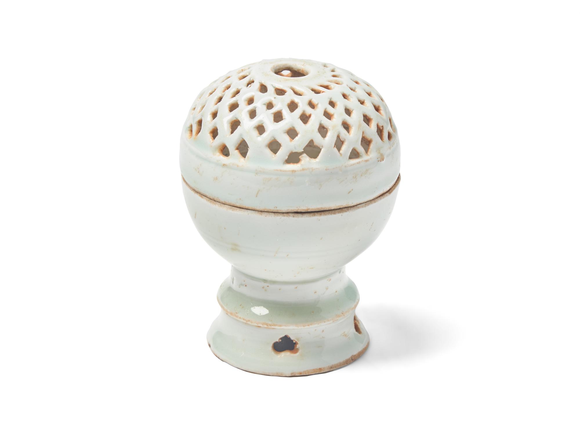 A Chinese Qingbai Glazed Porcelain Reticulated Incense Burner