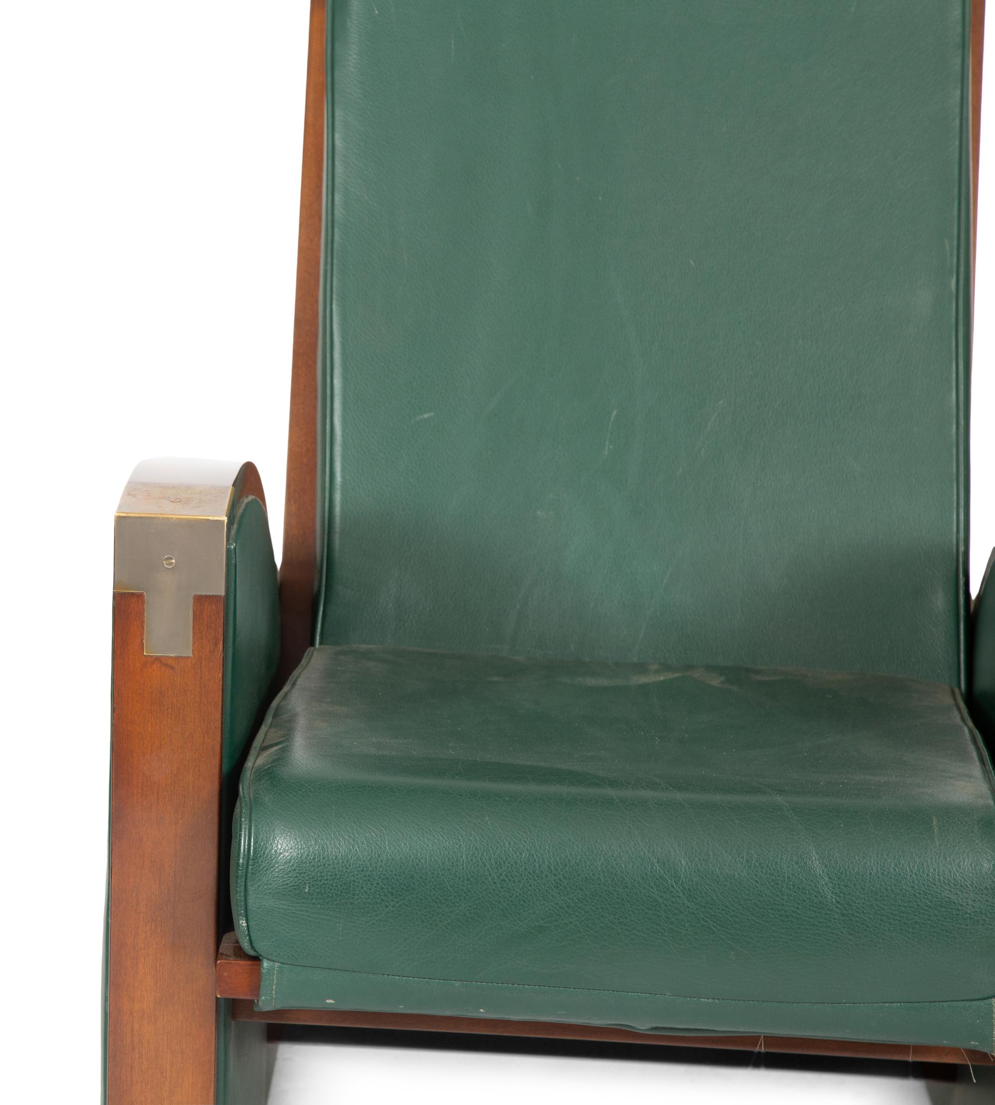 A Brass-Mounted Mahogany and Leather Armchair