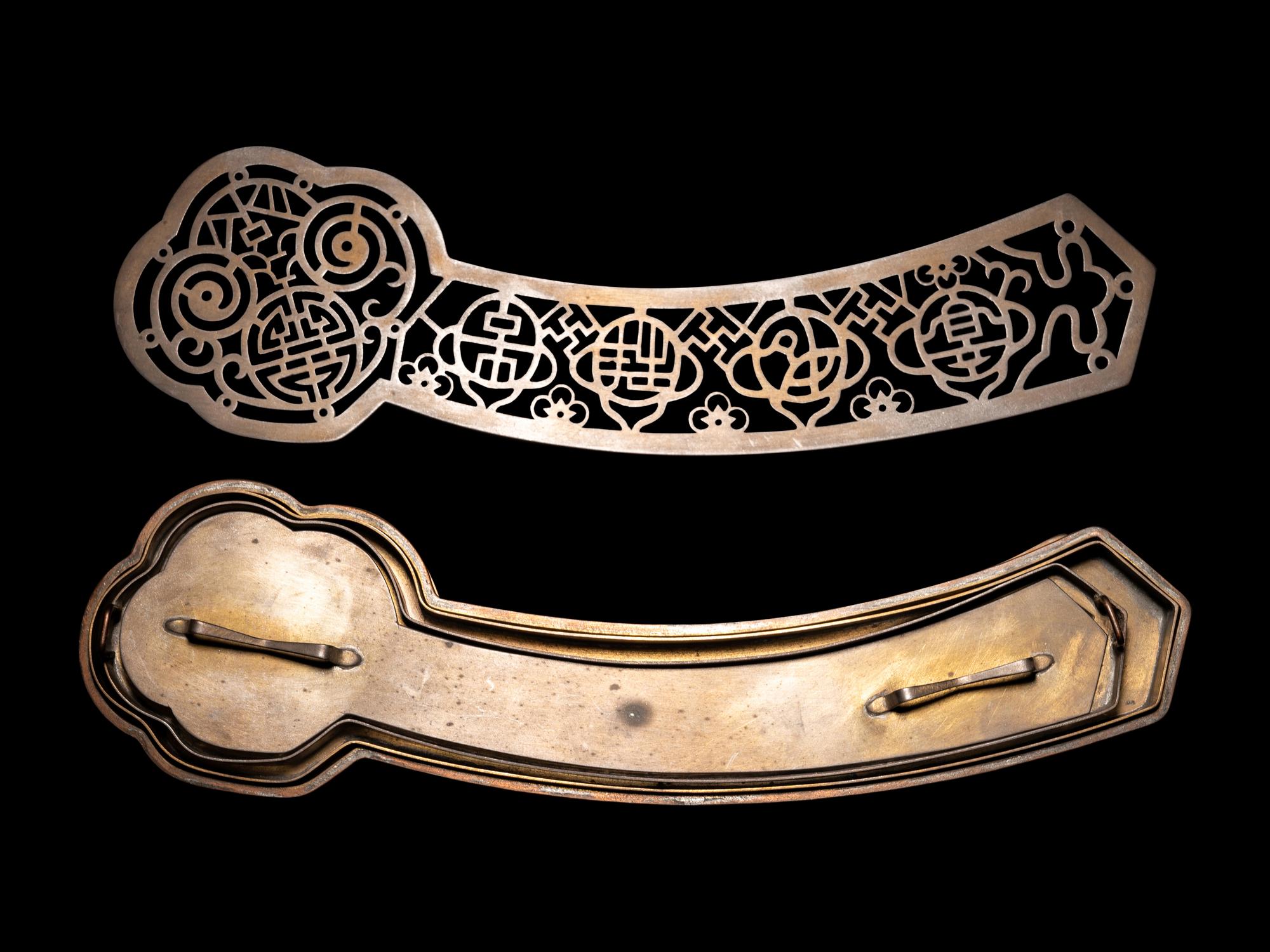 A Copper Ruyi Scepter Form Incense Burner