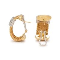 ROBERTO COIN, BICOLOR GOLD AND DIAMOND 'PRIMAVERA' EARCLIPS