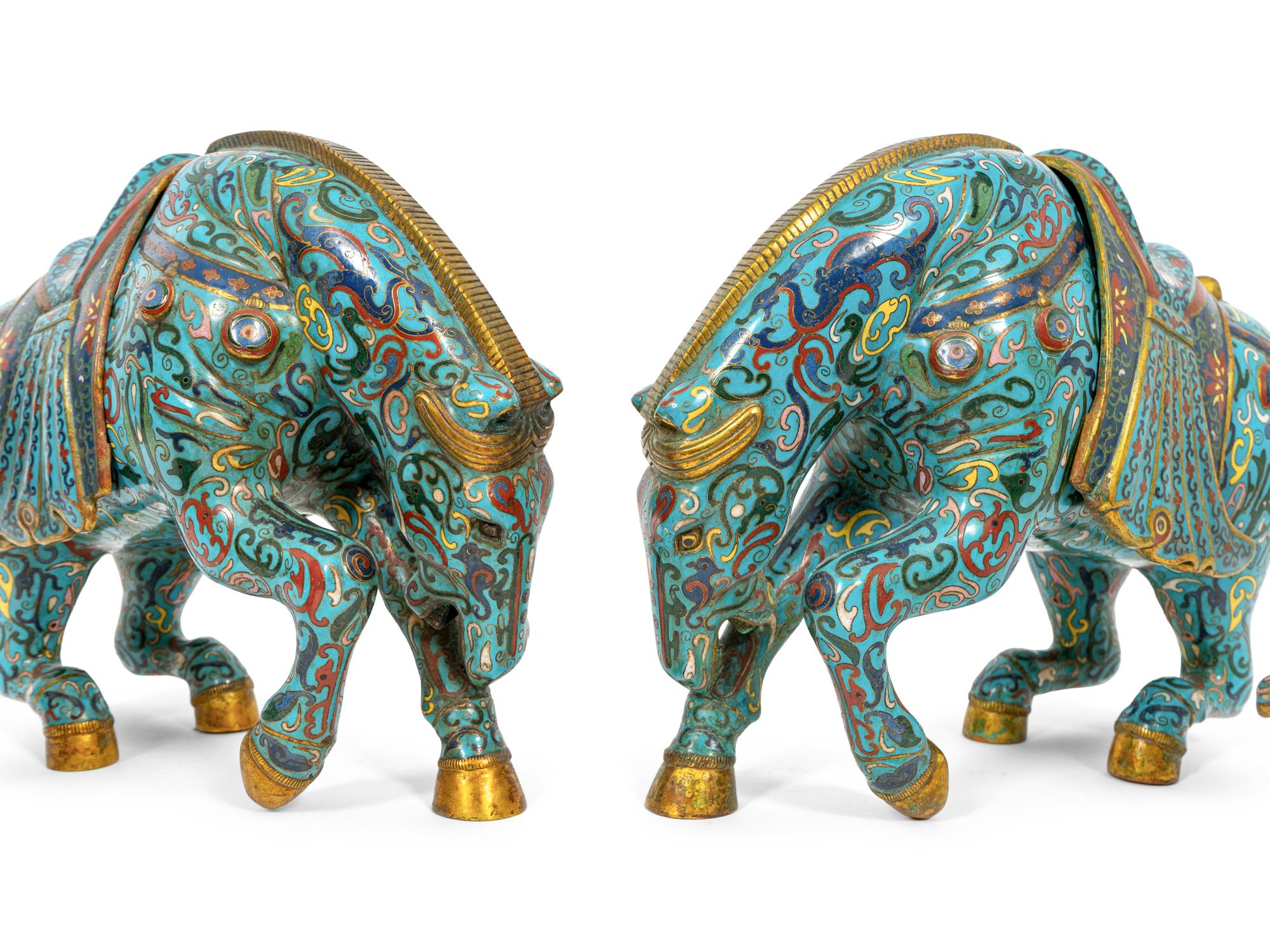 Two Pairs of Chinese Cloisonne Animals