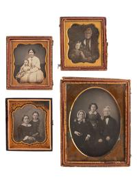[EARLY PHOTOGRAPHY]. A group of 13 daguerreotypes featuring parents with children, including:
