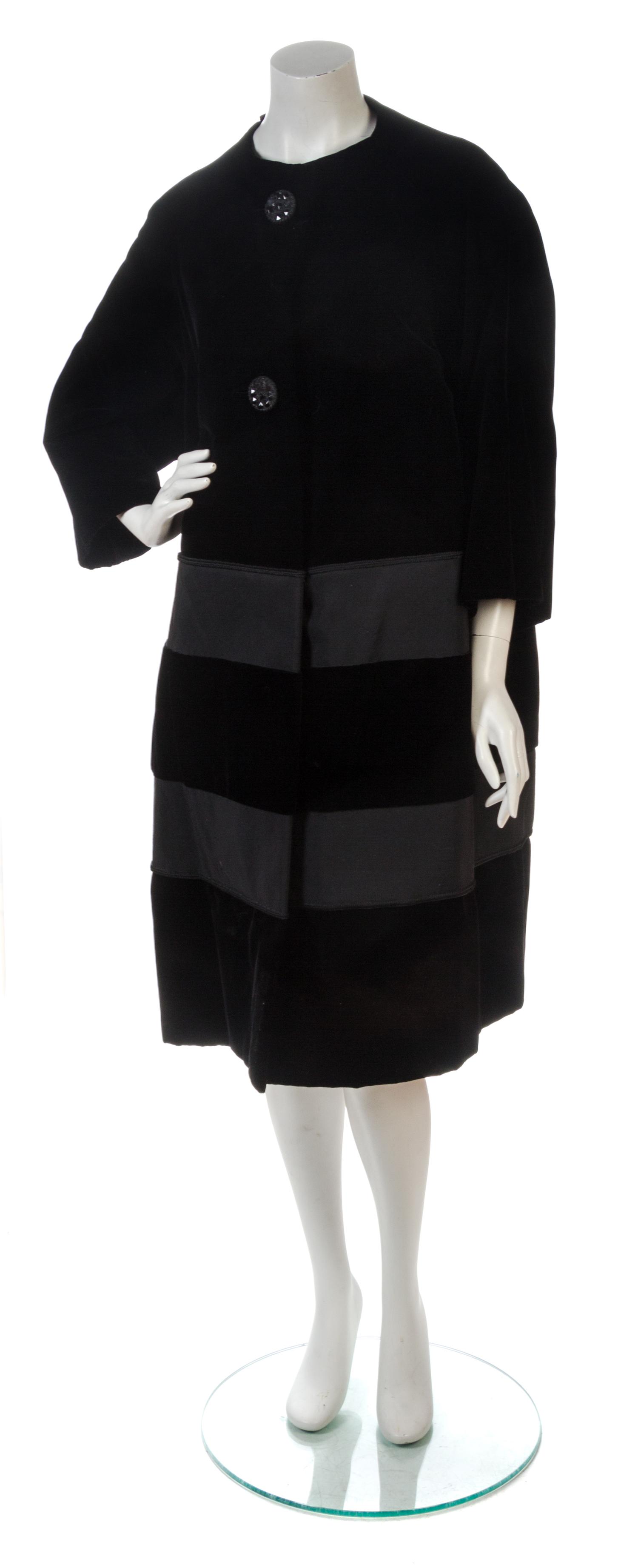 An Yves Saint Laurent for Christian Dior Black Velvet Coat,