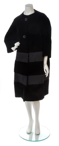 An Yves Saint Laurent for Christian Dior Black Velvet Coat,