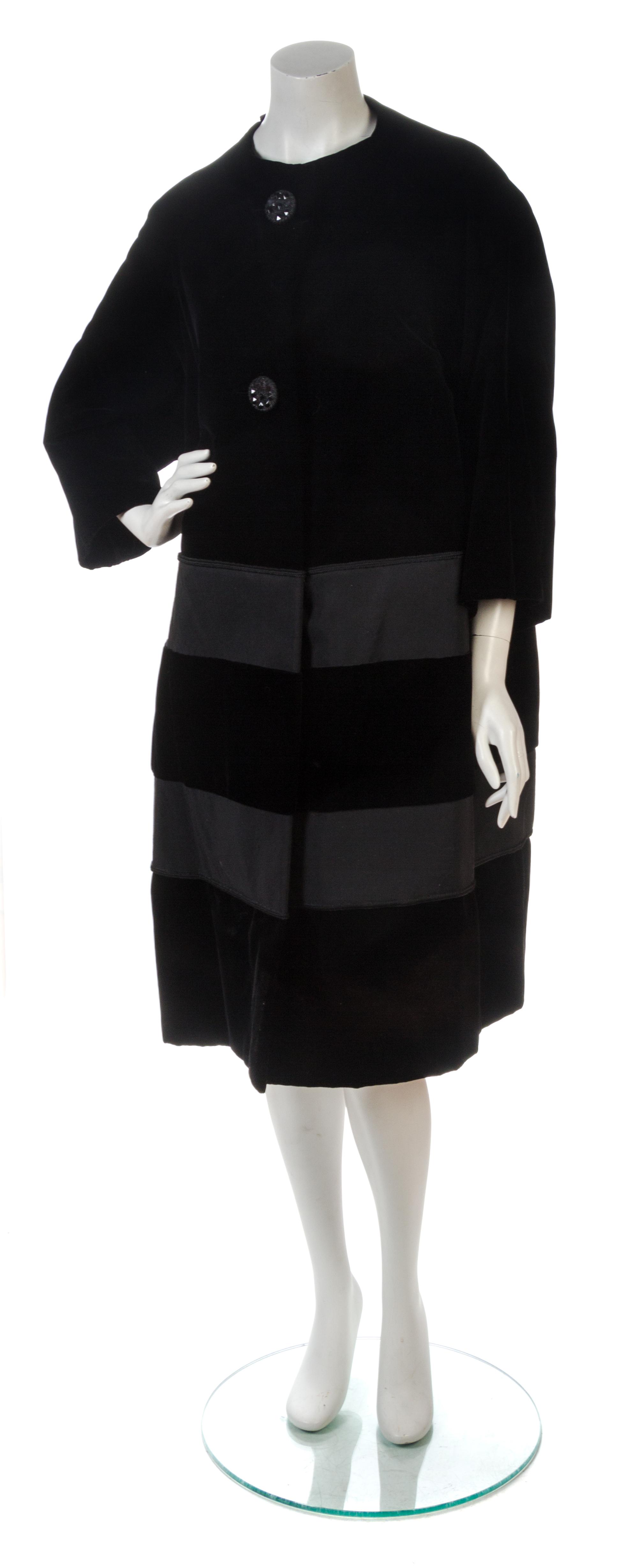 An Yves Saint Laurent for Christian Dior Black Velvet Coat,