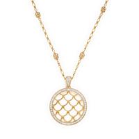 John Hardy, Yellow Gold and White Sapphire Pendant Necklace