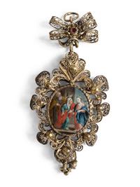 A Devotional Medallion with Filigree Frame