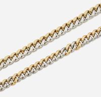 A bicolor gold necklace and matching bracelet Italy
