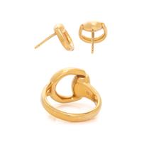 GUCCI, YELLOW GOLD HORSEBIT RING AND EARRINGS