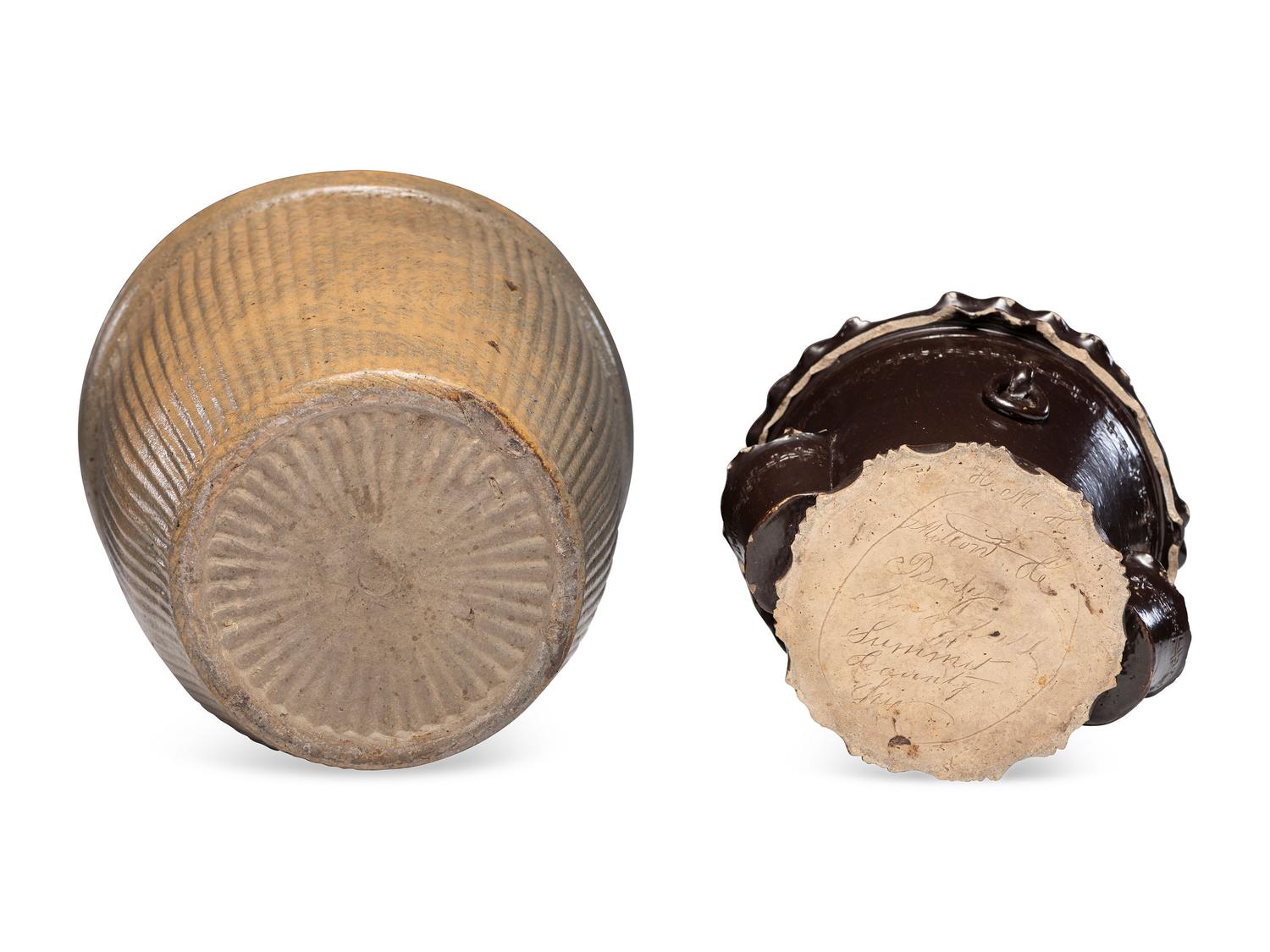 Two Stoneware Flowerpots