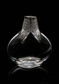A Lalique Molded and Frosted Glass Vase Height 6 5/8 inches. — POST-1945