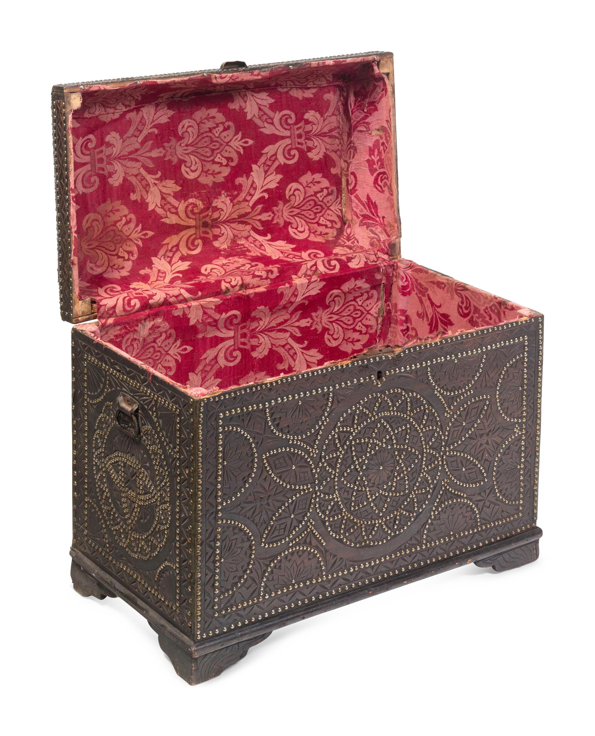 A Portuguese Studded Walnut Trunk