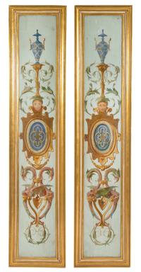 Two Italian Painted Panels Height of larger overall 82 1/4 x width 18 inches. — FLORENCE, 18TH CENTURY