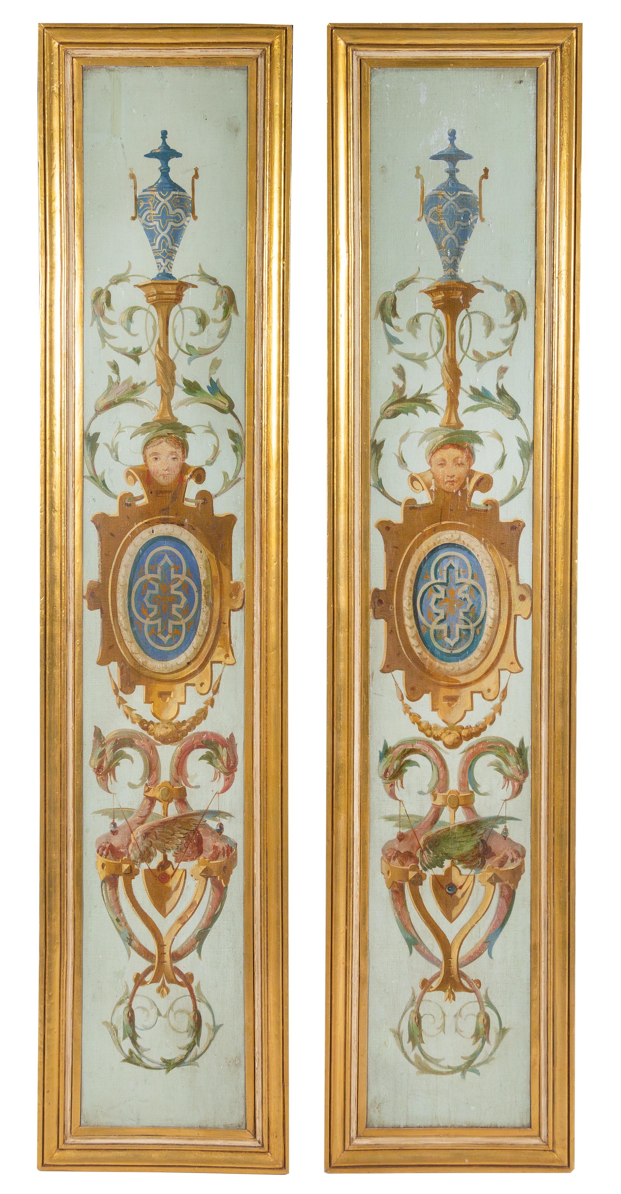 Two Italian Painted Panels Height of larger overall 82 1/4 x width 18 inches. — FLORENCE, 18TH CENTURY