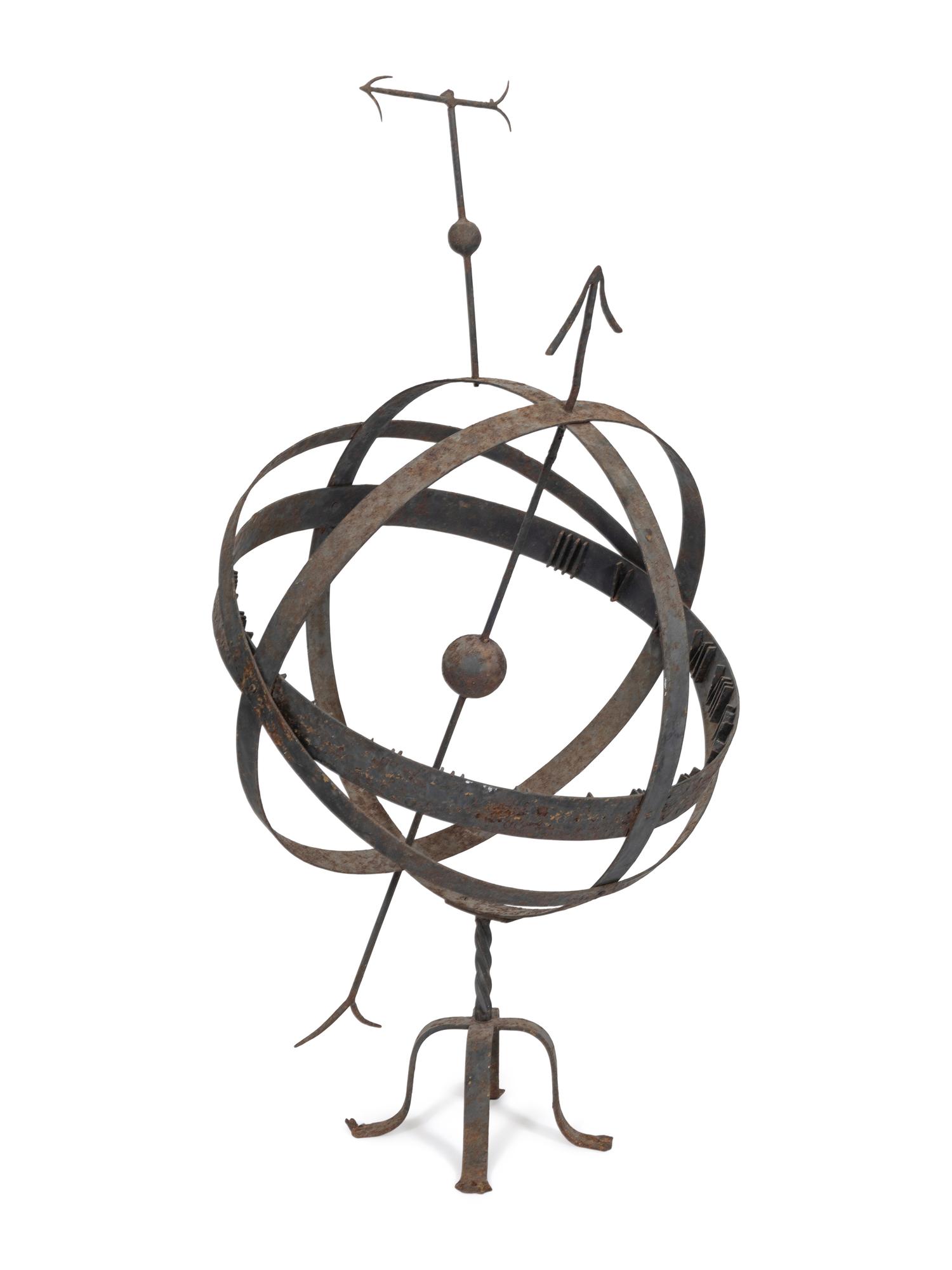 A Large French Cast Iron Armillary Sphere on Stand