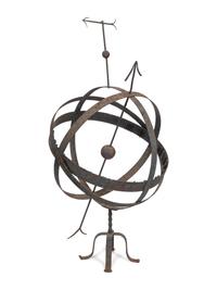 A Large French Cast Iron Armillary Sphere on Stand
