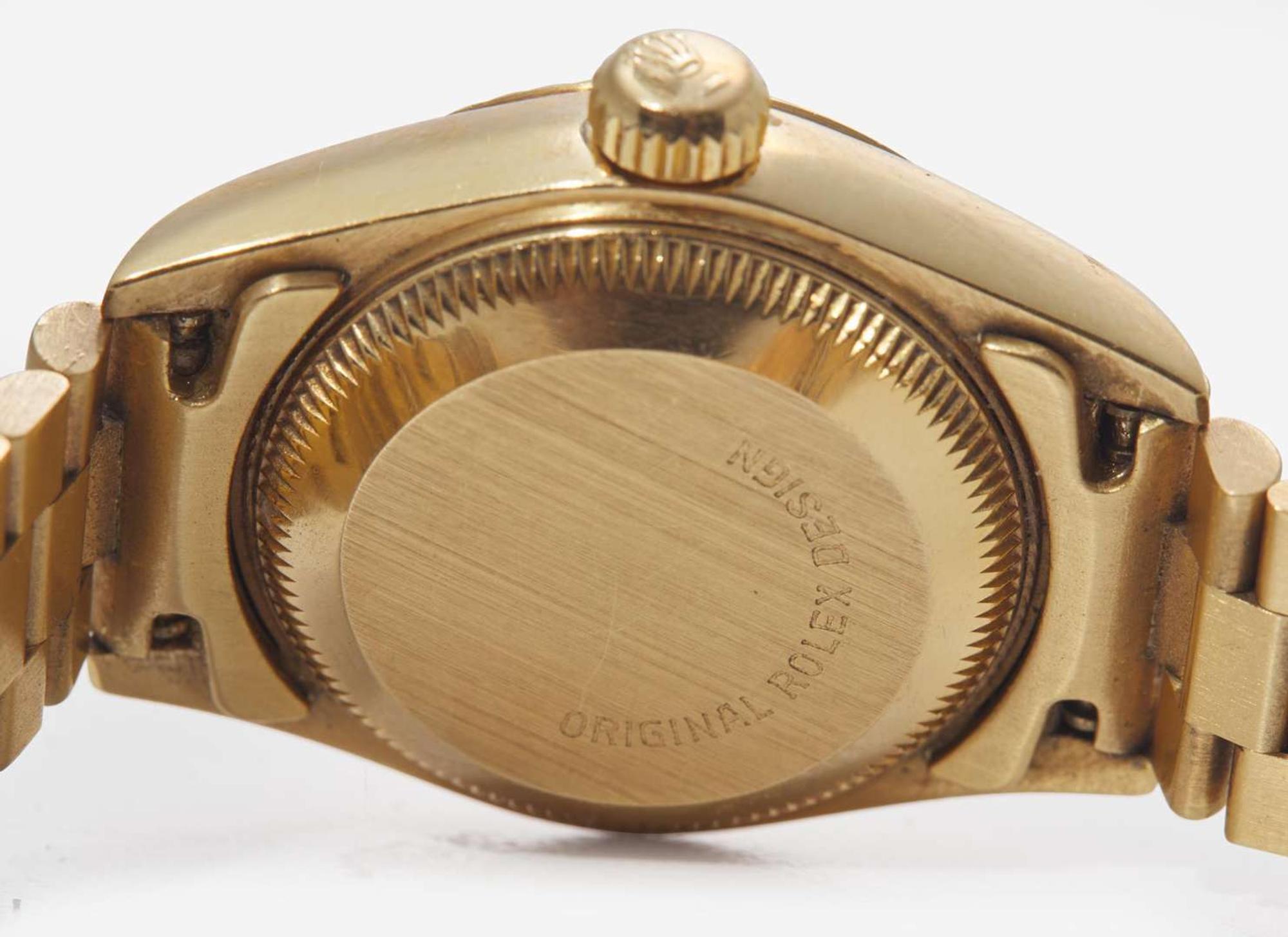 A Ladies 18K Yellow Gold Rolex Oyster Perpetual Datejust Presidential with Diamond Markers