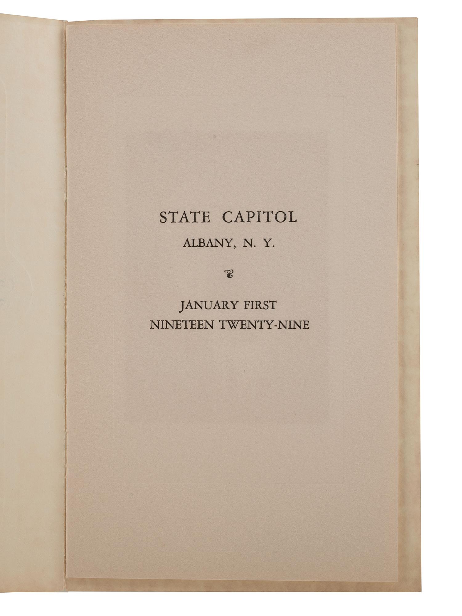 [ROOSEVELT, Franklin Delano (1882-1945)]. A group of invitations, tickets, and programs for FDR's inauguration as New York governor, comprising: