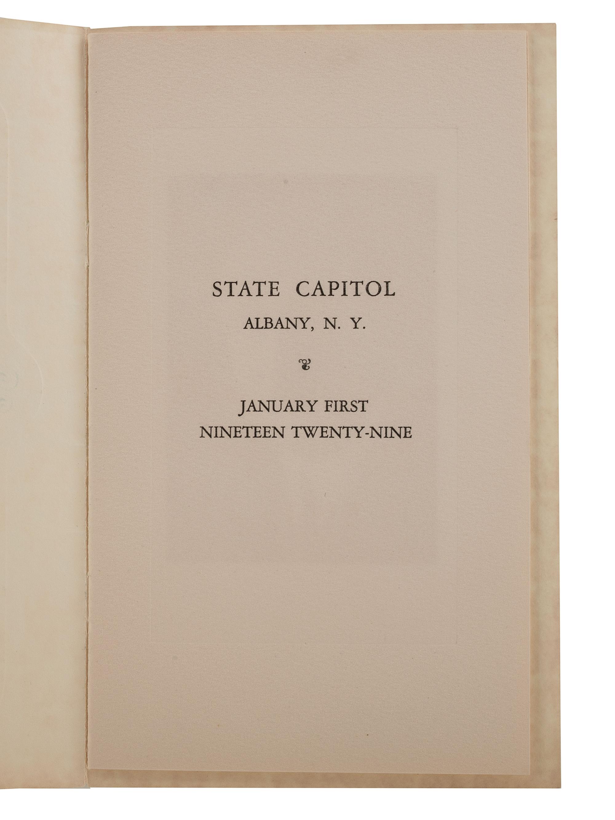 [ROOSEVELT, Franklin Delano (1882-1945)]. A group of invitations, tickets, and programs for FDR's inauguration as New York governor, comprising: