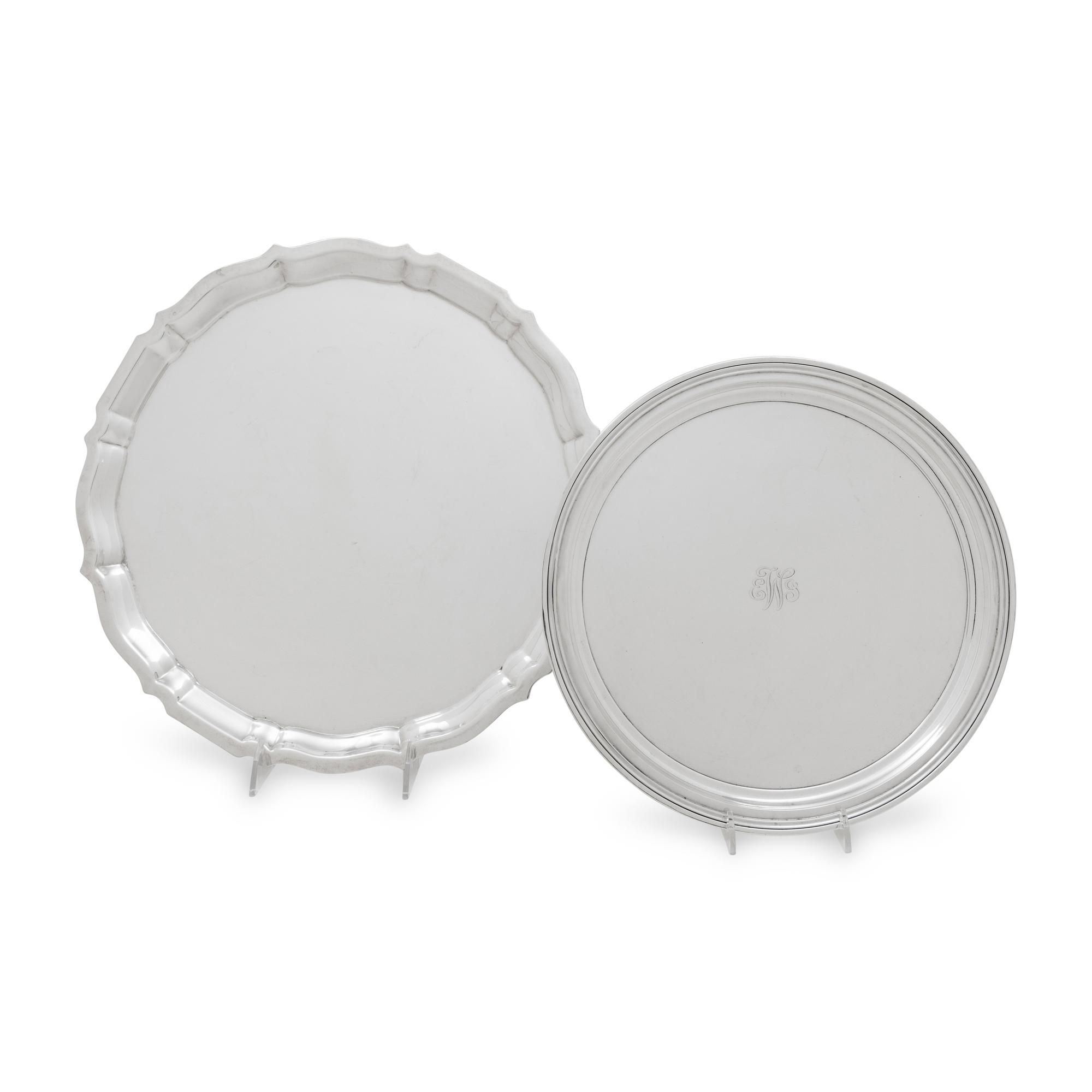 Two American Silver Serving Trays