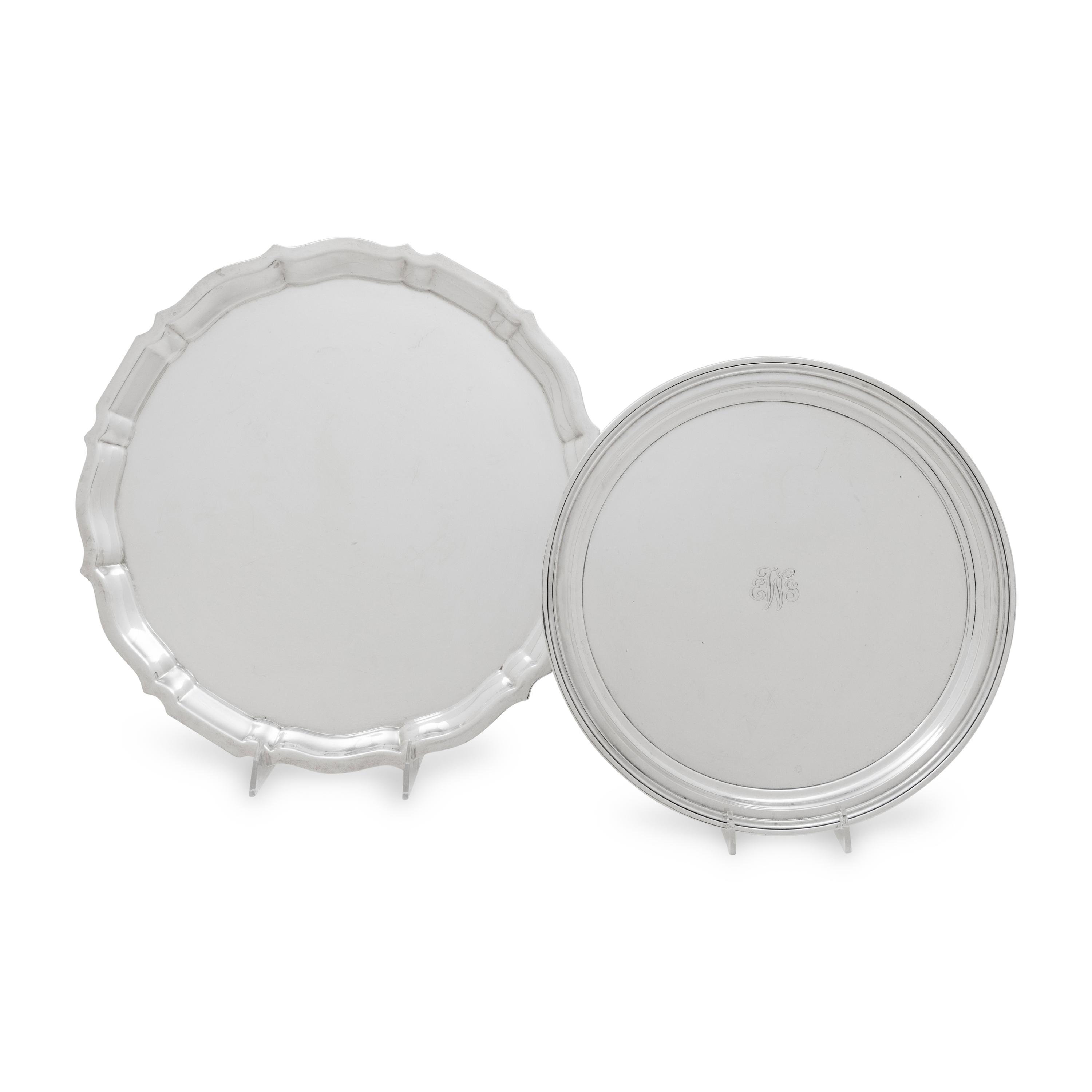 Two American Silver Serving Trays
