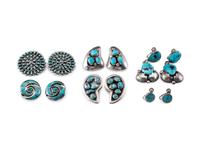 Navajo and Zuni Silver and Turquoise Earrings