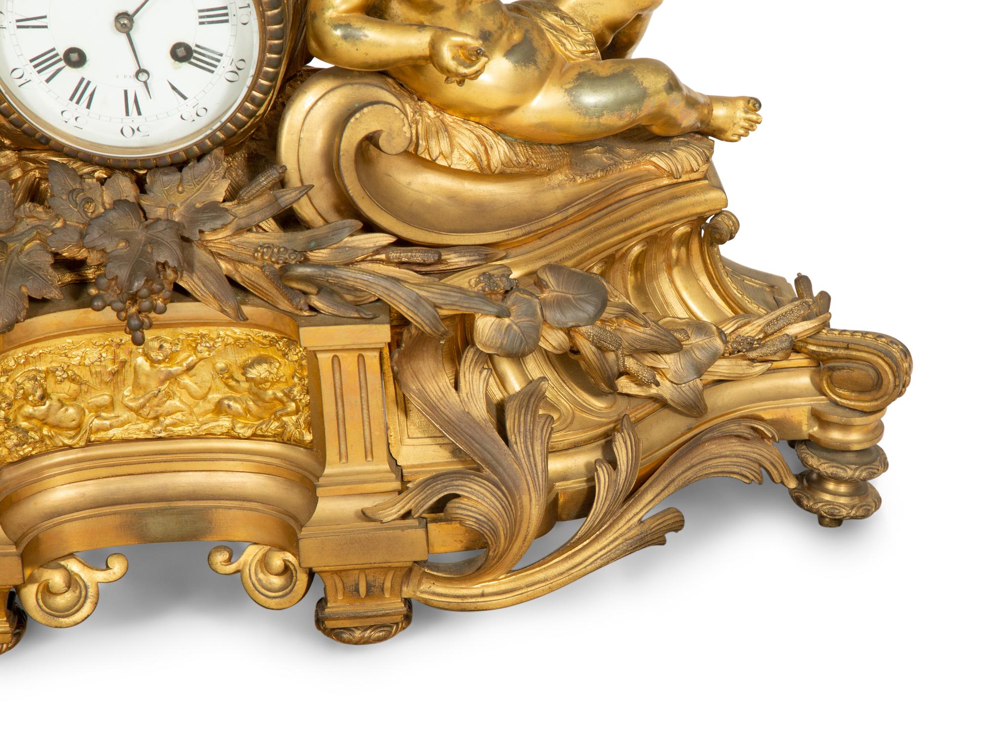 A Napoleon III Gilt Bronze Mantel Clock