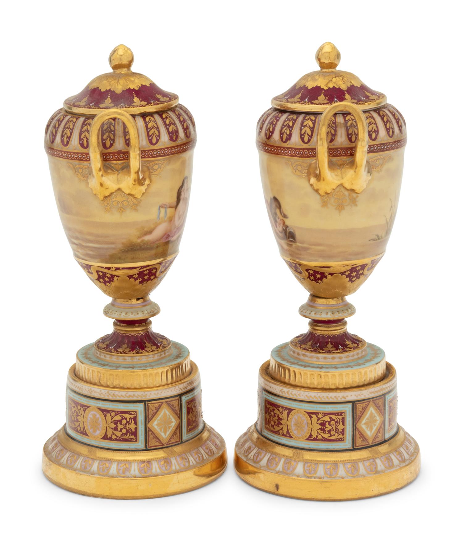 A Pair of Vienna Porcelain Urns