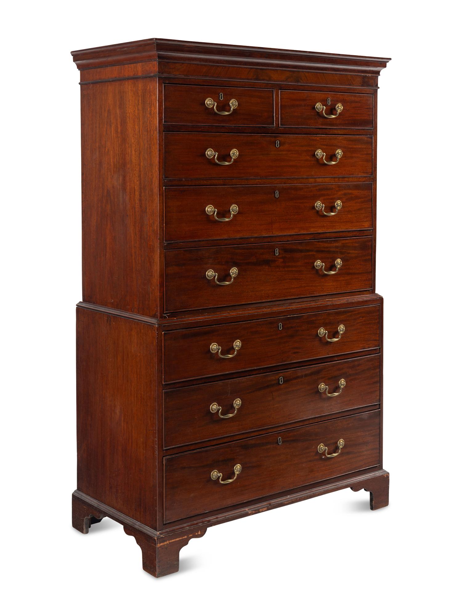 A George III Figured Mahogany Chest on Chest