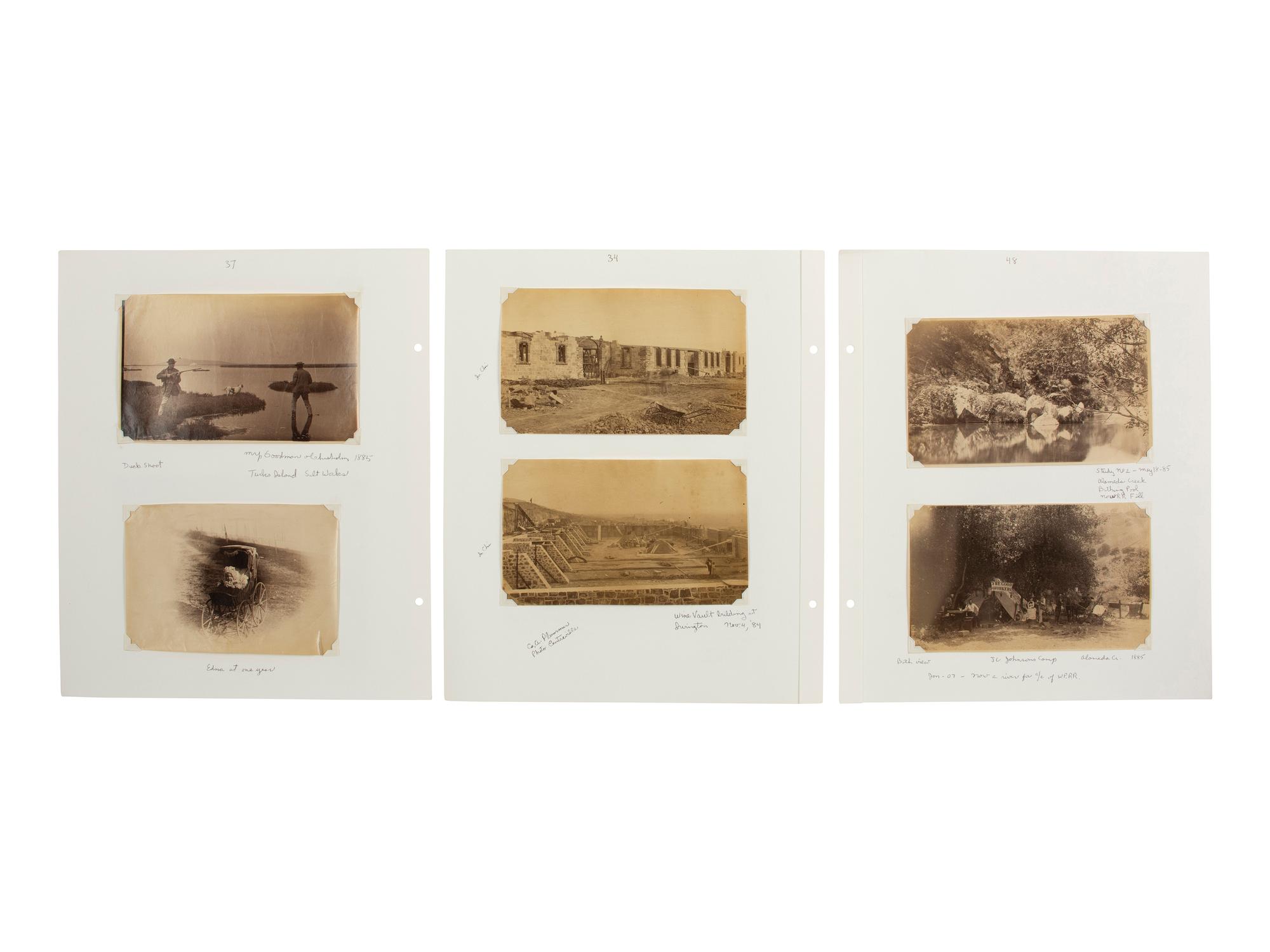 [EARLY PHOTOGRAPHY - WESTERN AMERICANA]. Album compiled by the Plummer family of San Francisco, featuring photographs of the Turk Island Salt Works, occupational scenes, and family events. Ca 1880s-1890s.