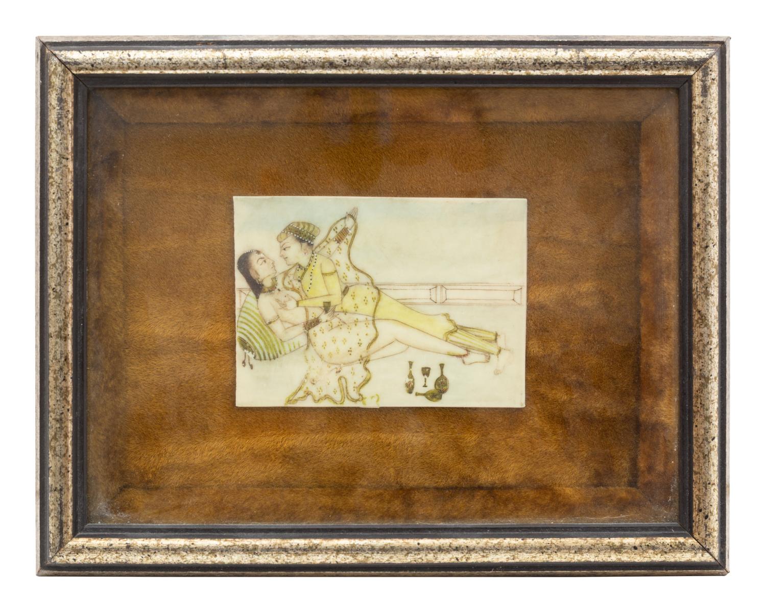An Indo-Persian Erotic Painted Tile