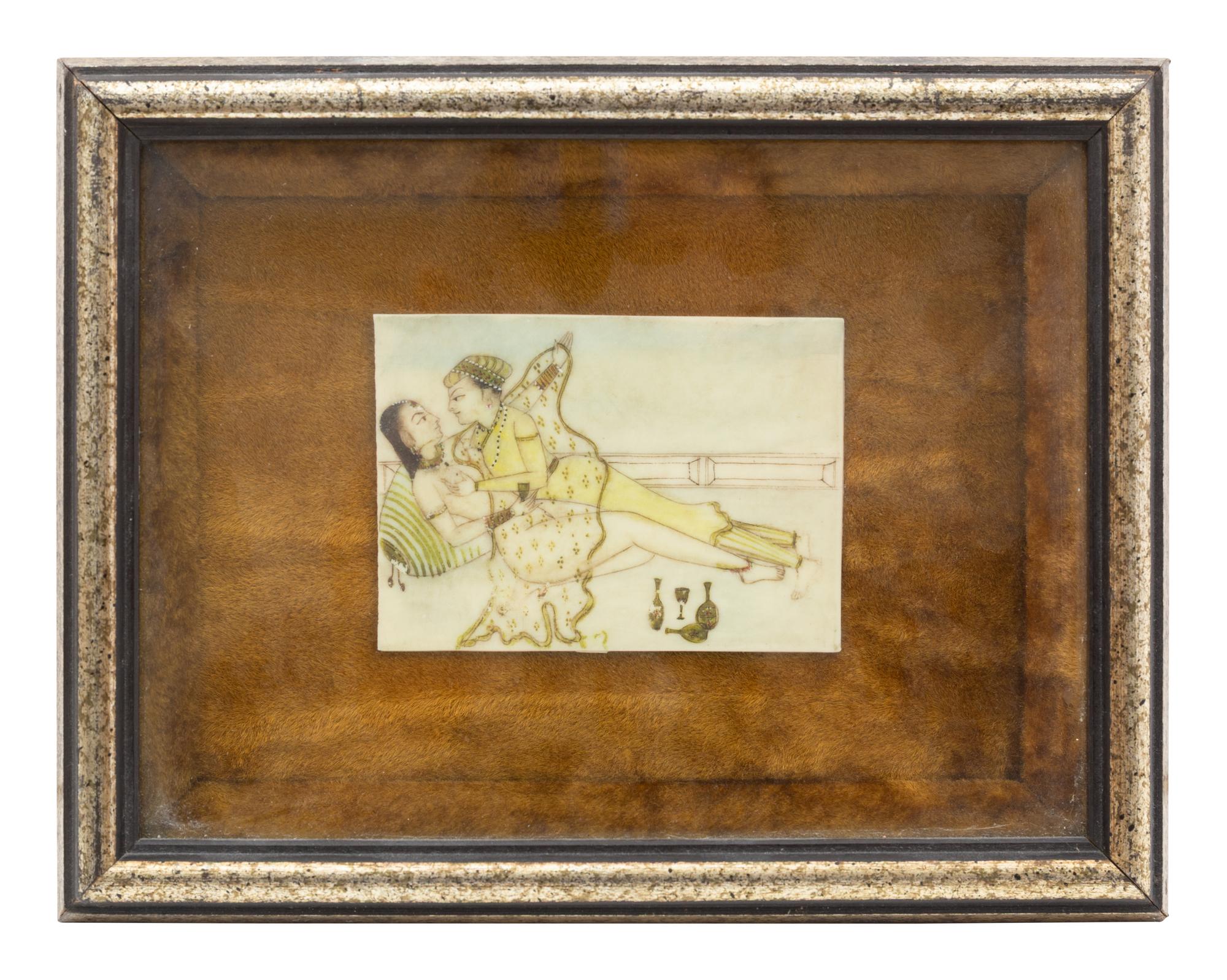 An Indo-Persian Erotic Painted Tile