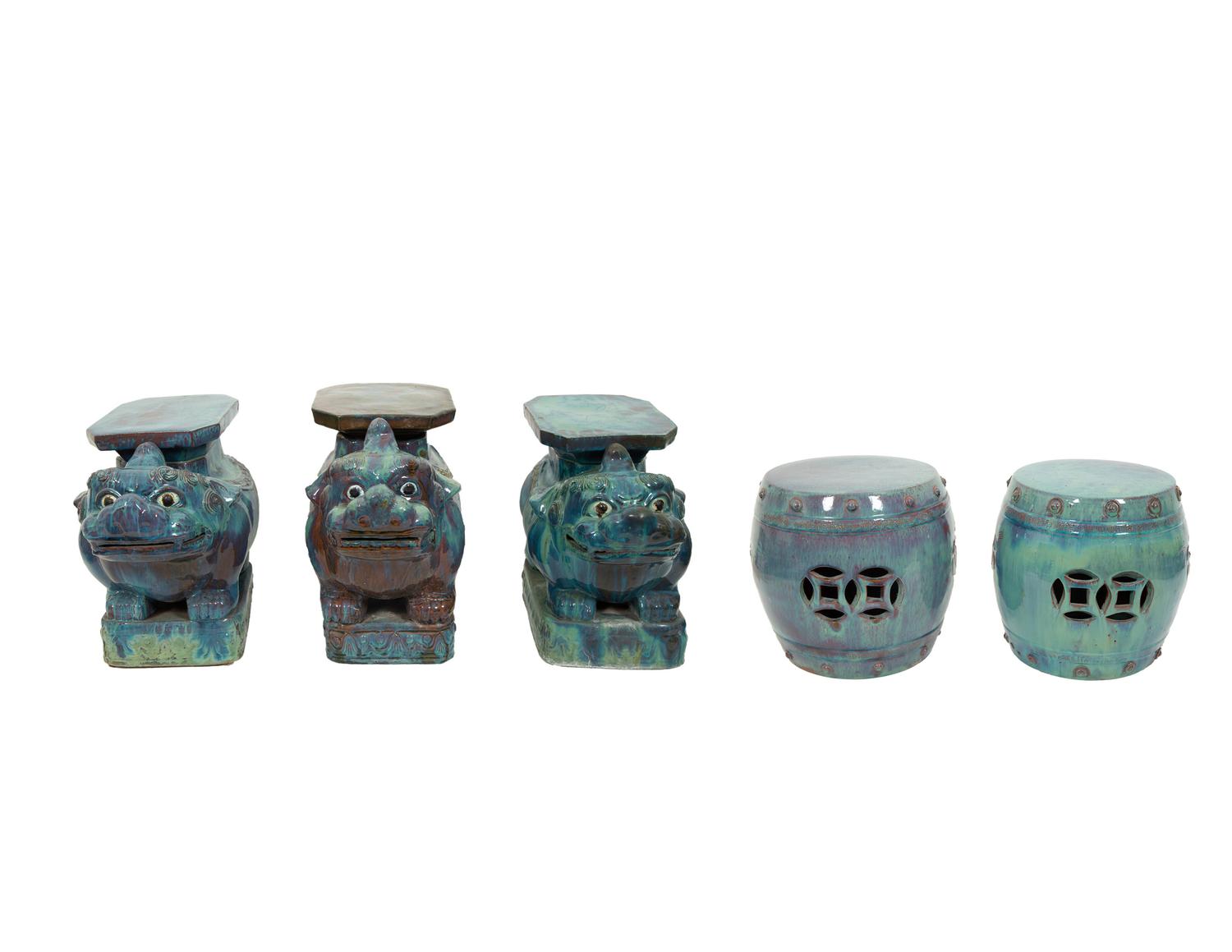 A Group of Italian Teal Glazed Terracotta Articles