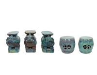 A Group of Italian Teal Glazed Terracotta Articles