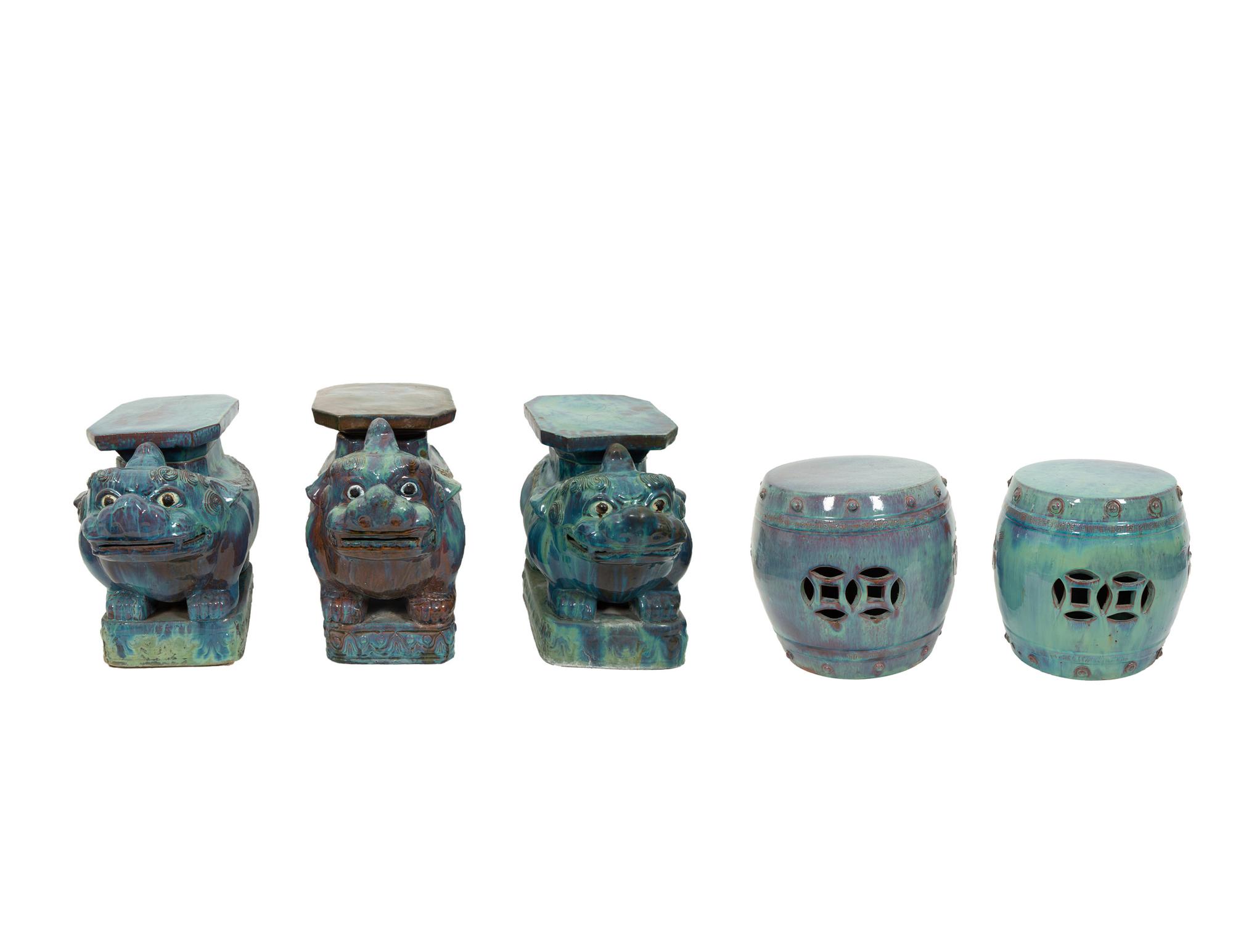 A Group of Italian Teal Glazed Terracotta Articles