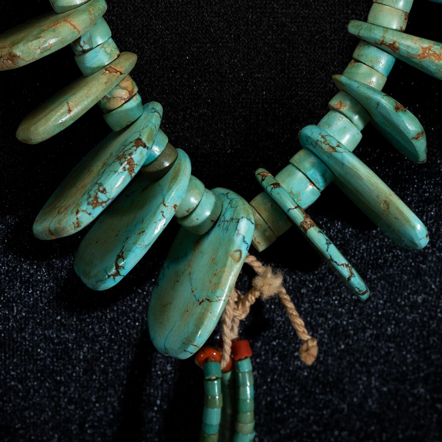 Pueblo Turquoise Tab Necklace, with Joclas