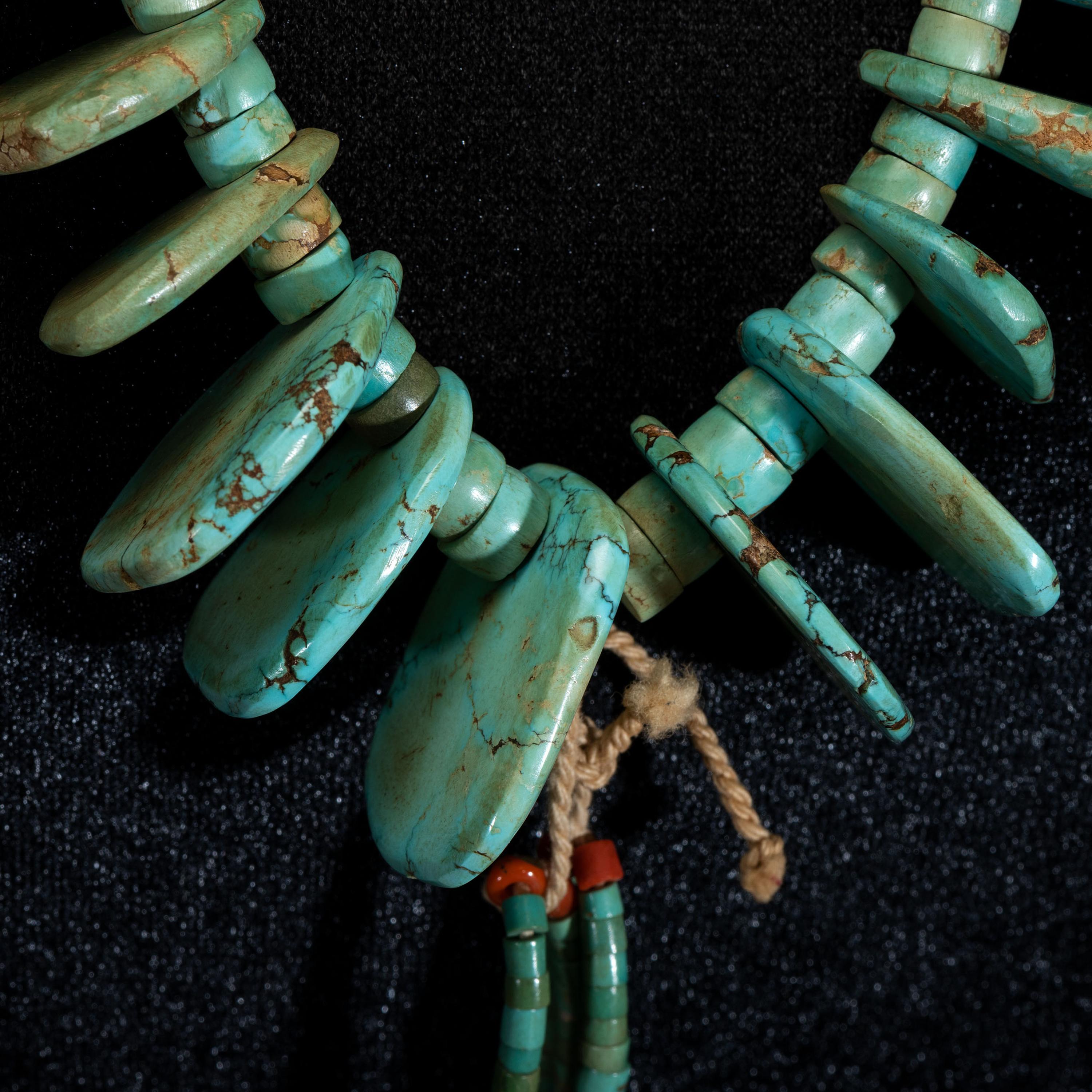 Pueblo Turquoise Tab Necklace, with Joclas