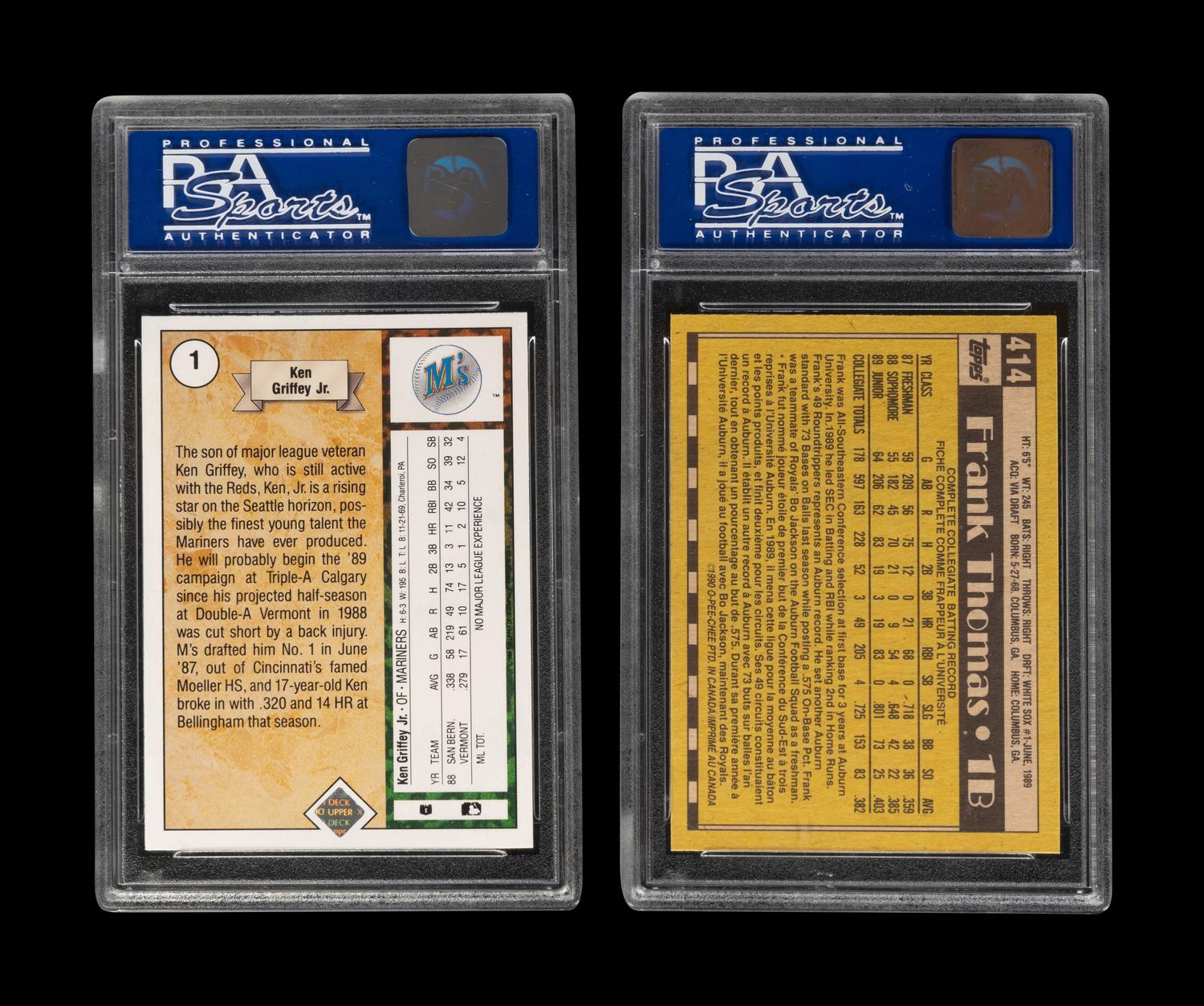 A Group of Ken Griffey Jr. and Frank Thomas PSA Graded Rookie Baseball Cards,