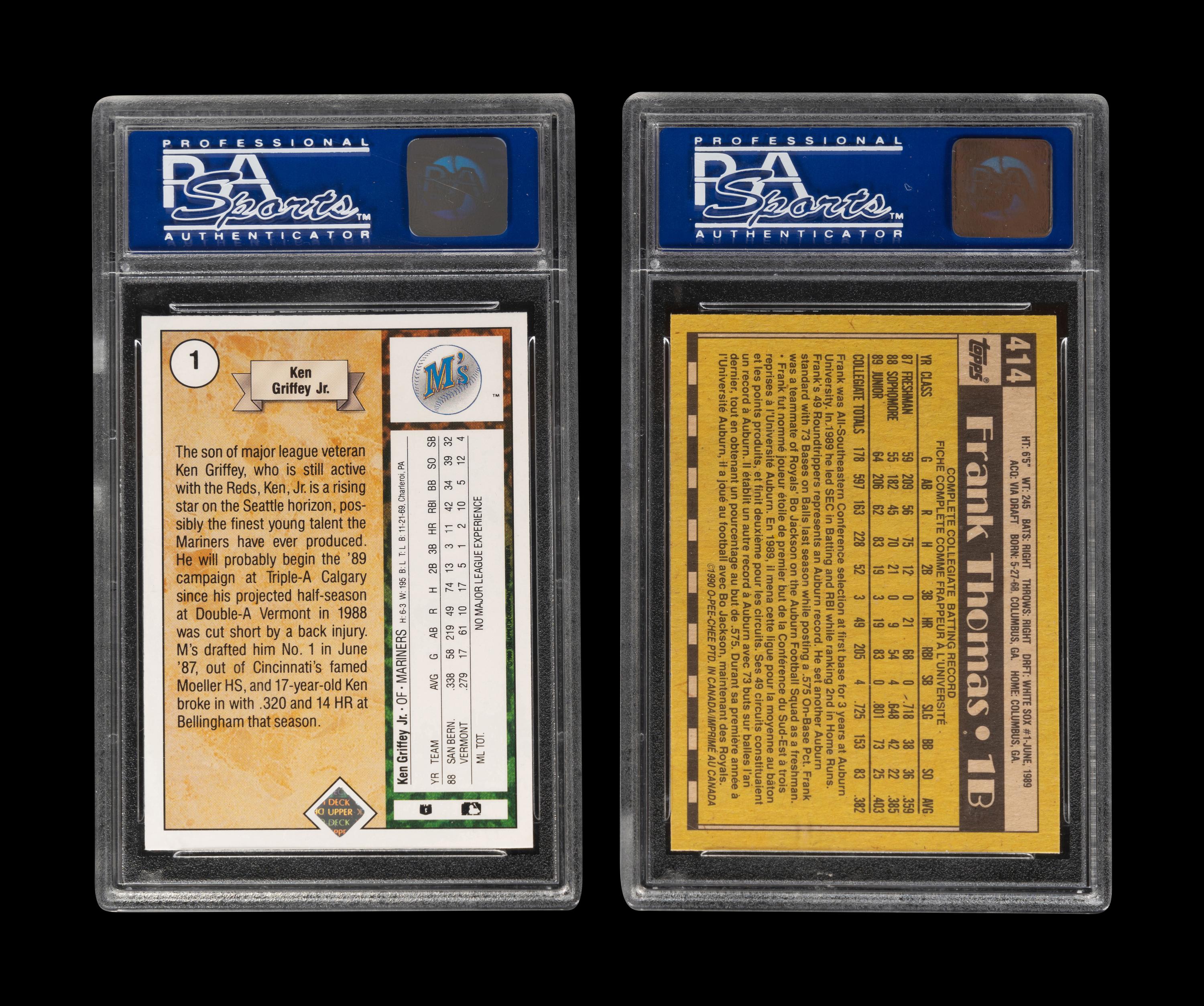 A Group of Ken Griffey Jr. and Frank Thomas PSA Graded Rookie Baseball Cards,