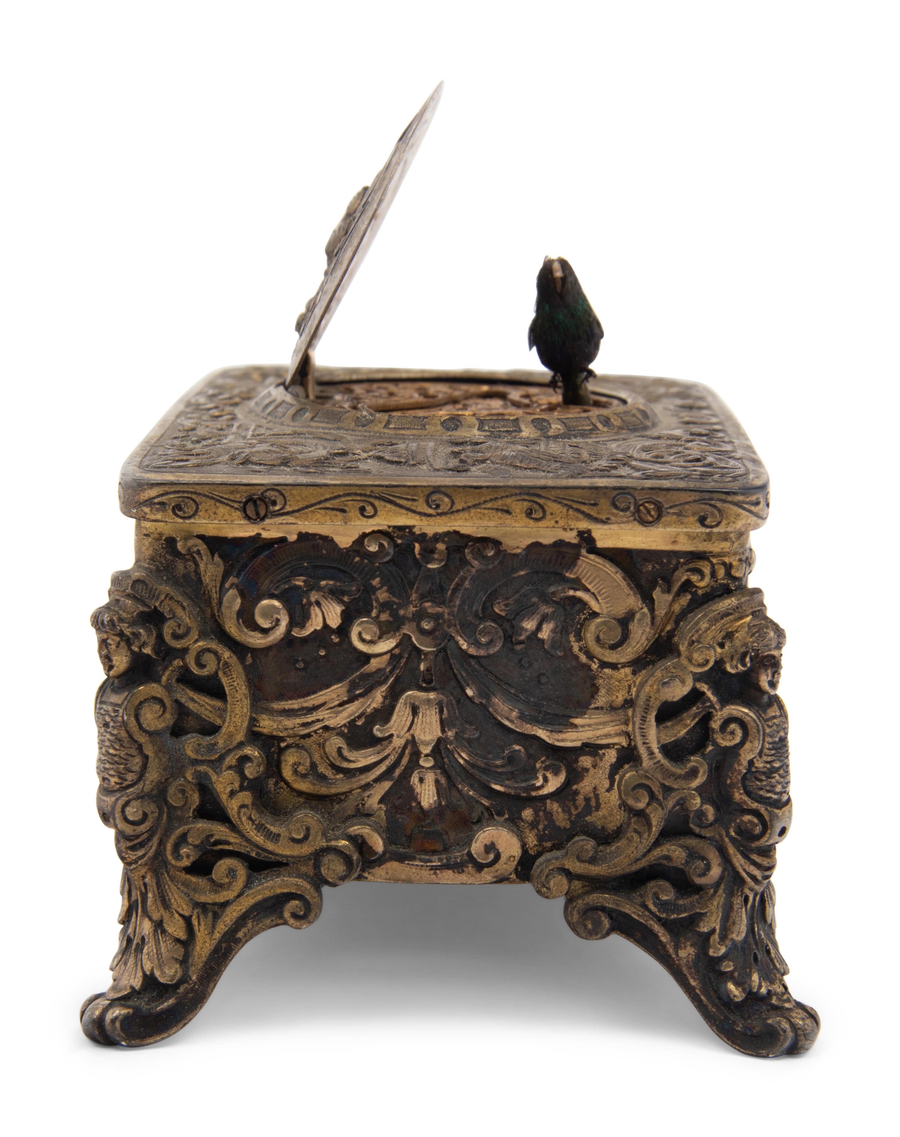 A German Silver-Gilt Singing Bird Automaton Box